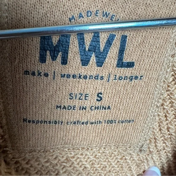 Madewell MWL AirTerry hooded sweatshirt dress lTan Knit Top - Picture 3 of 12
